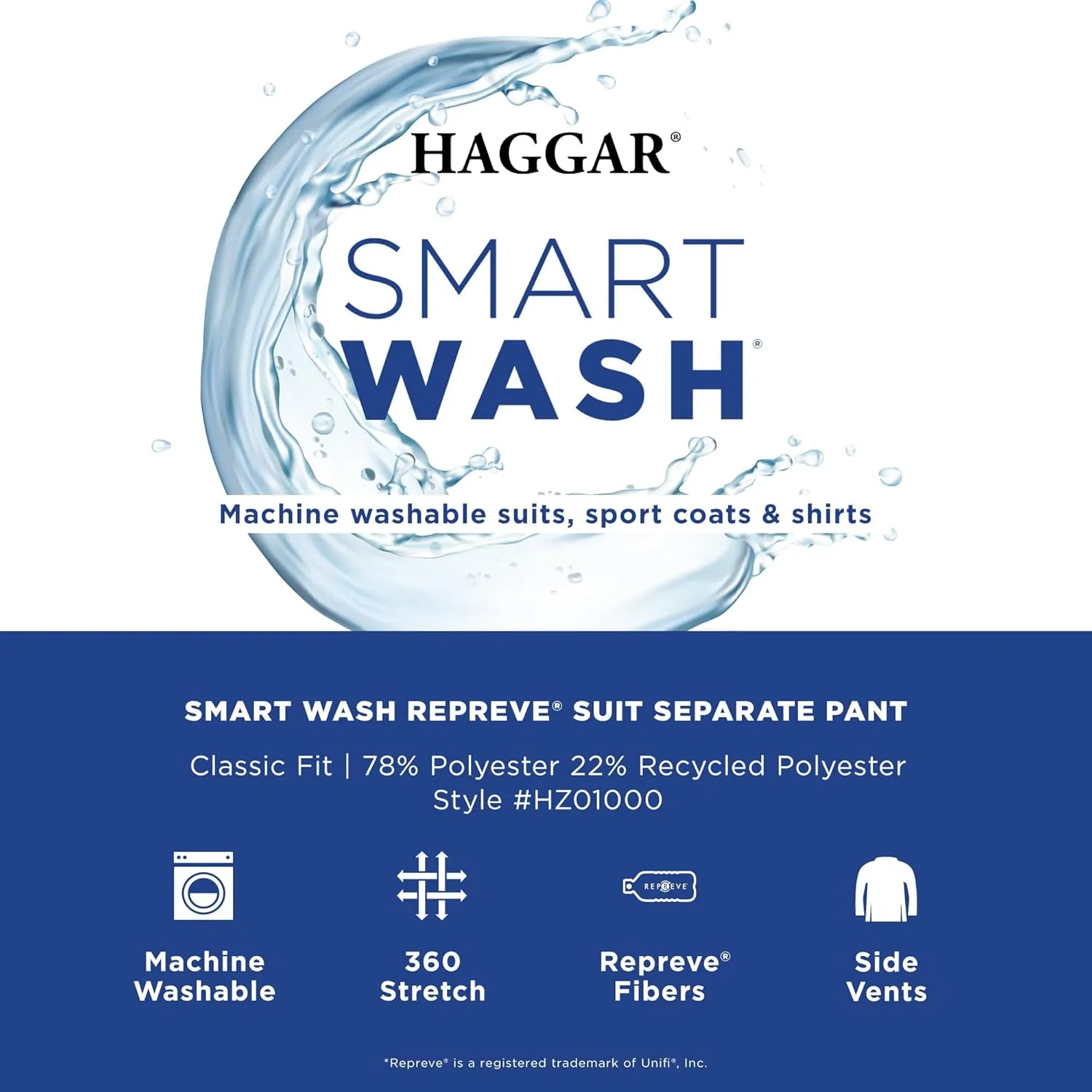 Haggar Men's Smart Wash Premium Stretch Classic Fit Regular and Big & Tall Suit Separates(Pants & Jackets)