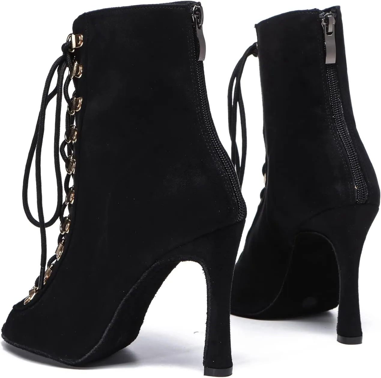 Hanfike Womens Peep Toe Boot Lace-up Fashion Party Booties Heels