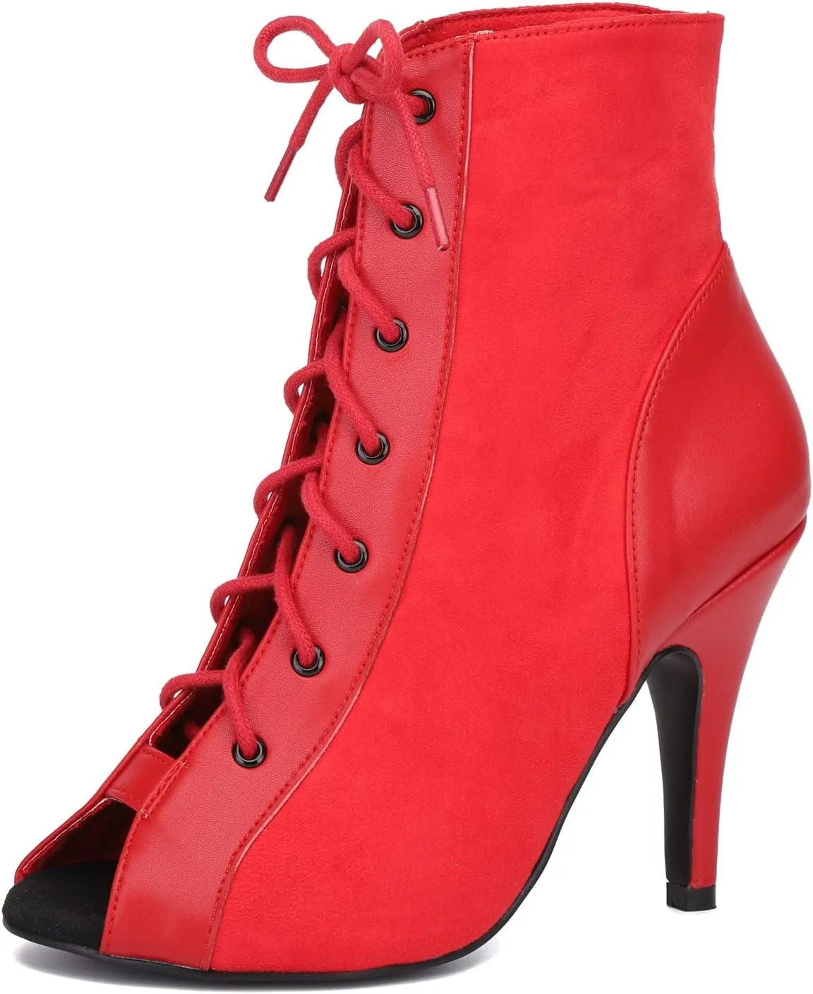 Hanfike Womens Peep Toe Boot Lace-up Fashion Party Booties Heels