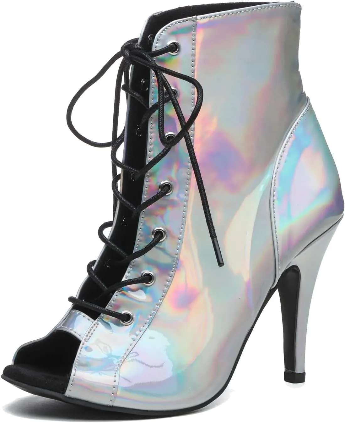 Hanfike Womens Peep Toe Boot Lace-up Fashion Party Booties Heels