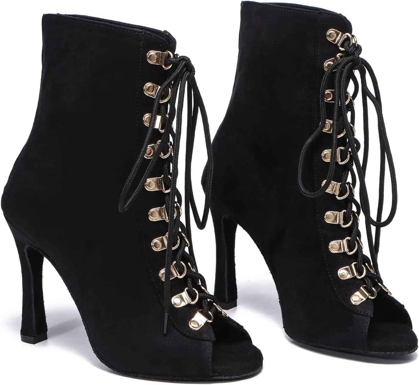 Hanfike Womens Peep Toe Boot Lace-up Fashion Party Booties Heels
