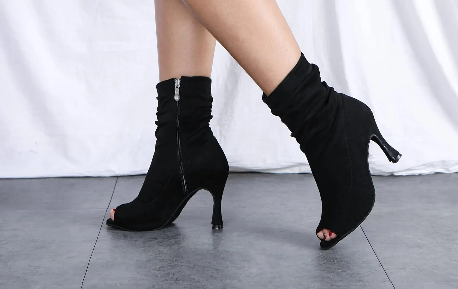 Hanfike Womens Peep Toe Boot Lace-up Fashion Party Booties Heels