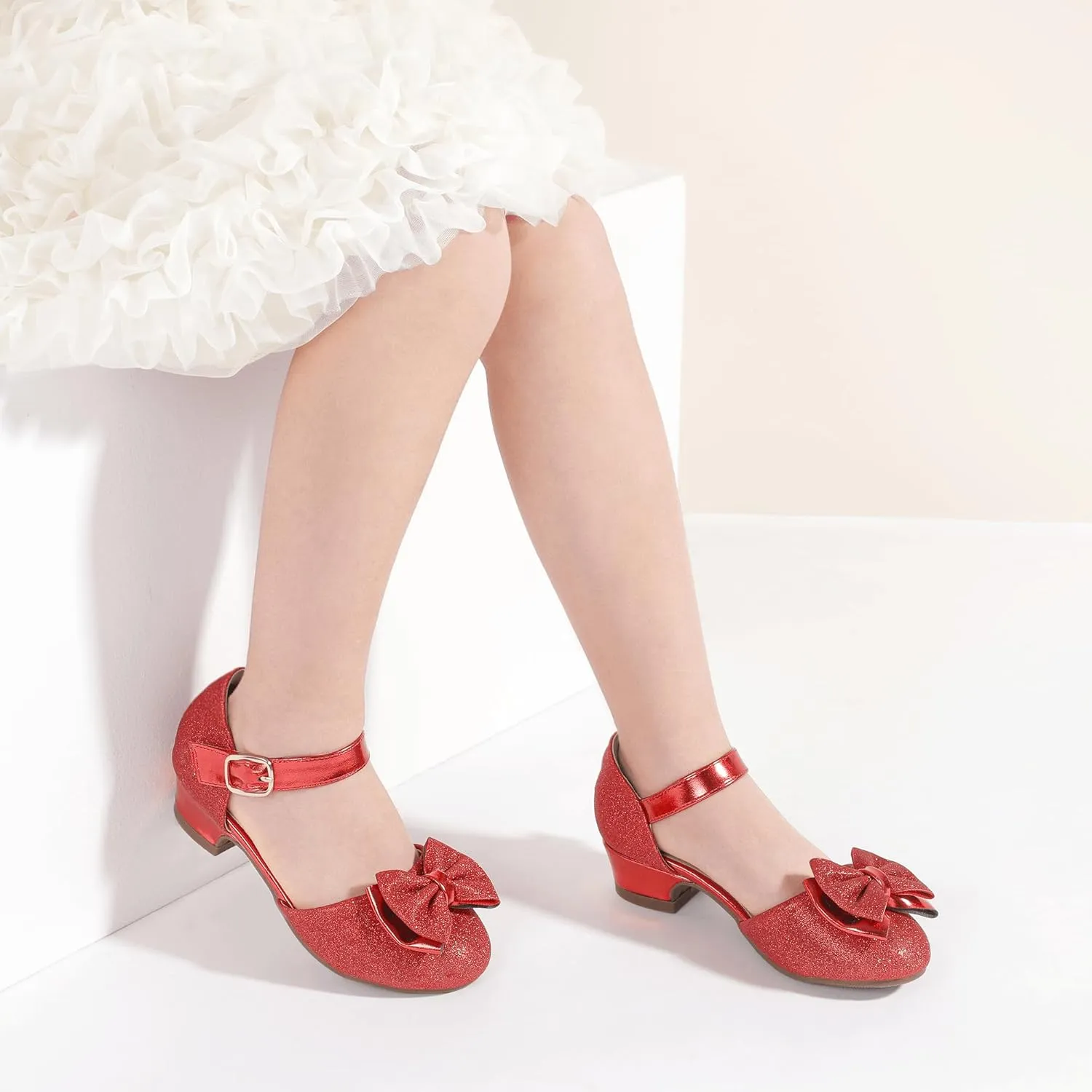 Hehainom Girls Dress Shoes Toddler Closed Toe Flower Girl Heels for Party Wedding Princess Shoes