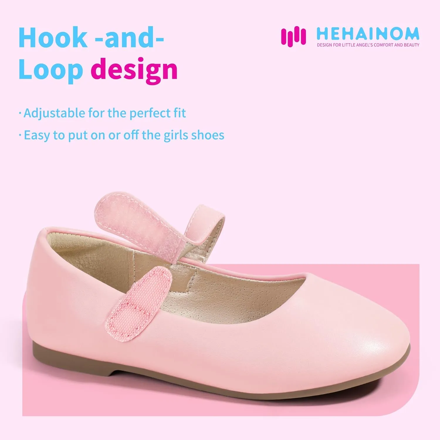 Hehainom Toddler Girls Flats Mary Jane Flower Girl Dress Shoes School Wedding Party Shoes