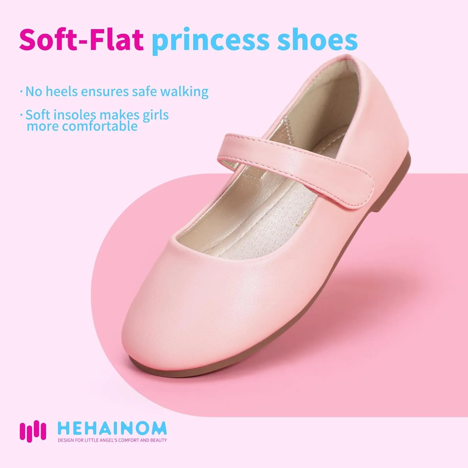 Hehainom Toddler Girls Flats Mary Jane Flower Girl Dress Shoes School Wedding Party Shoes