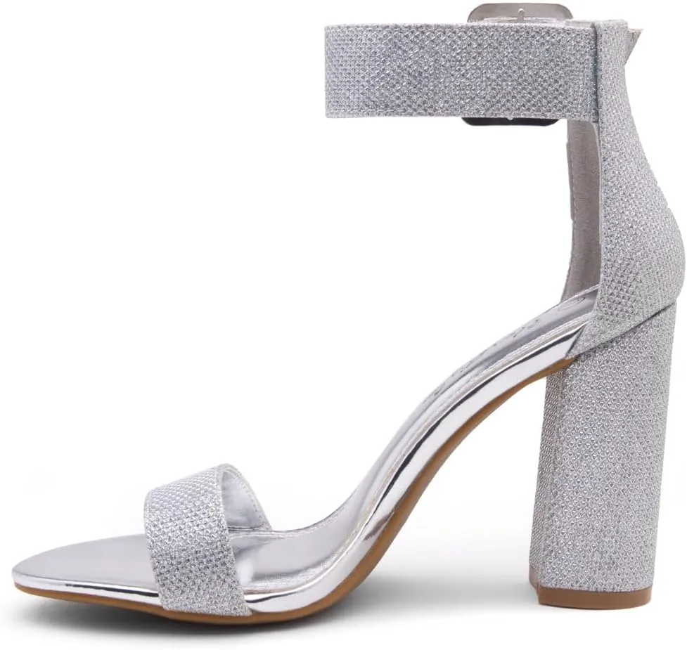 Herstyle Rumors Women's High Heels Open Toe Chunky Block Heeled Sandals with Ankle Strap – Dressy Strappy Heels for Prom Wedding Office, and Party