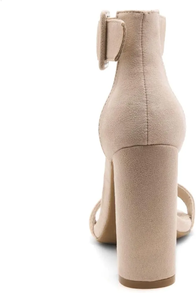 Herstyle Rumors Women's High Heels Open Toe Chunky Block Heeled Sandals with Ankle Strap – Dressy Strappy Heels for Prom Wedding Office, and Party
