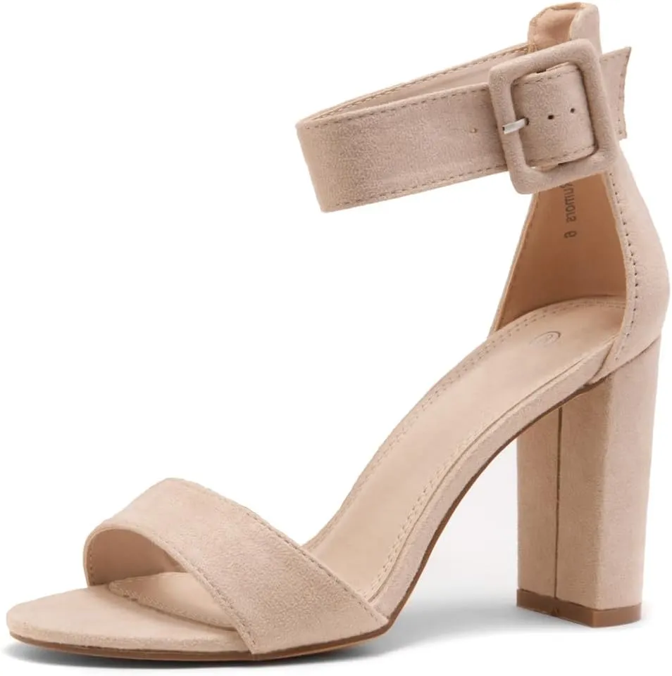 Herstyle Rumors Women's High Heels Open Toe Chunky Block Heeled Sandals with Ankle Strap – Dressy Strappy Heels for Prom Wedding Office, and Party
