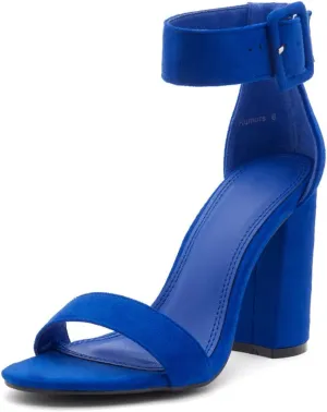 Herstyle Rumors Women's High Heels Open Toe Chunky Block Heeled Sandals with Ankle Strap – Dressy Strappy Heels for Prom Wedding Office, and Party