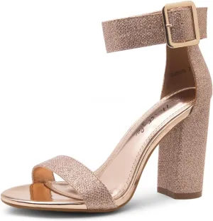 Herstyle Rumors Women's High Heels Open Toe Chunky Block Heeled Sandals with Ankle Strap – Dressy Strappy Heels for Prom Wedding Office, and Party