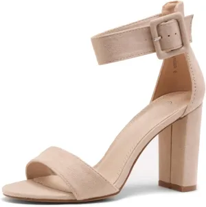 Herstyle Rumors Women's High Heels Open Toe Chunky Block Heeled Sandals with Ankle Strap – Dressy Strappy Heels for Prom Wedding Office, and Party