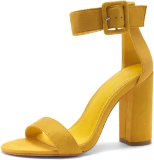 Herstyle Rumors Women's High Heels Open Toe Chunky Block Heeled Sandals with Ankle Strap – Dressy Strappy Heels for Prom Wedding Office, and Party