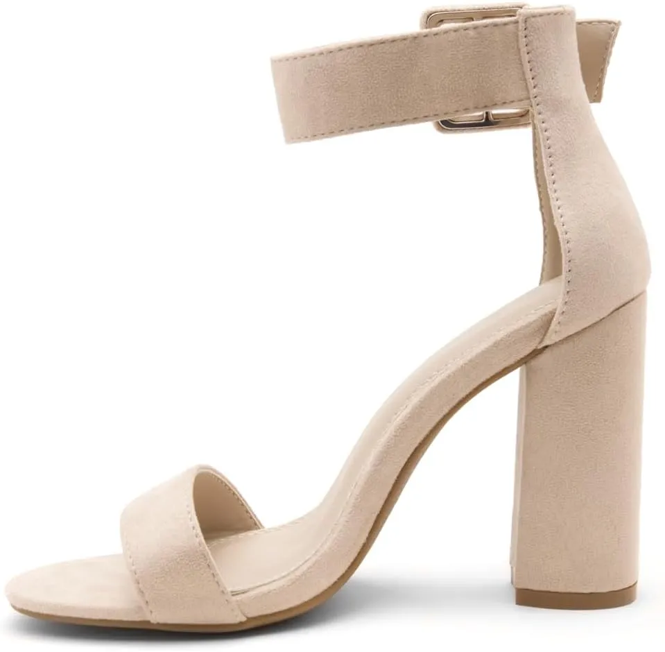 Herstyle Rumors Women's High Heels Open Toe Chunky Block Heeled Sandals with Ankle Strap – Dressy Strappy Heels for Prom Wedding Office, and Party