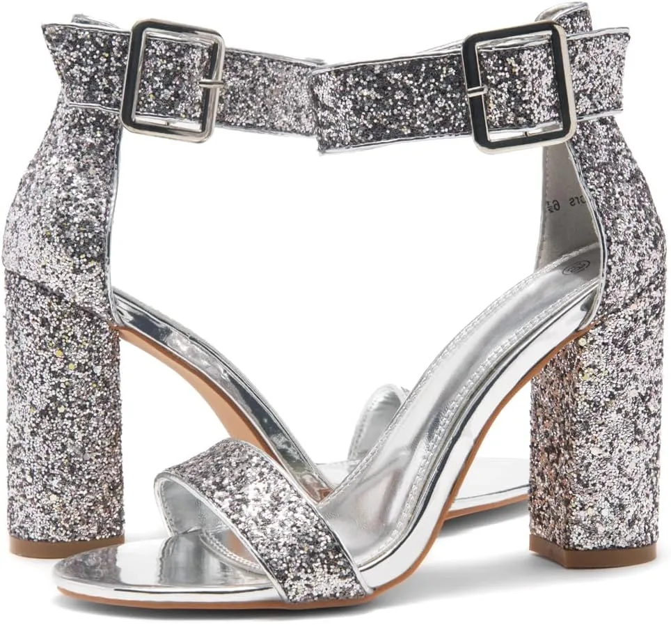 Herstyle Rumors Women's High Heels Open Toe Chunky Block Heeled Sandals with Ankle Strap – Dressy Strappy Heels for Prom Wedding Office, and Party