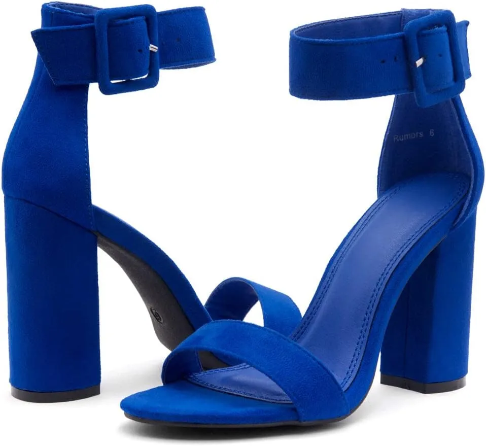 Herstyle Rumors Women's High Heels Open Toe Chunky Block Heeled Sandals with Ankle Strap – Dressy Strappy Heels for Prom Wedding Office, and Party