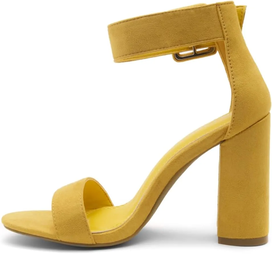 Herstyle Rumors Women's High Heels Open Toe Chunky Block Heeled Sandals with Ankle Strap – Dressy Strappy Heels for Prom Wedding Office, and Party