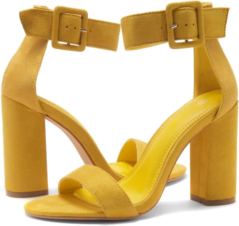 Herstyle Rumors Women's High Heels Open Toe Chunky Block Heeled Sandals with Ankle Strap – Dressy Strappy Heels for Prom Wedding Office, and Party