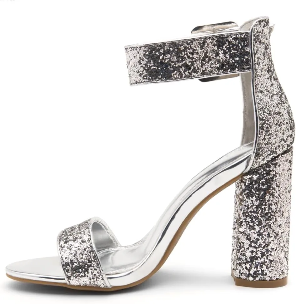 Herstyle Rumors Women's High Heels Open Toe Chunky Block Heeled Sandals with Ankle Strap – Dressy Strappy Heels for Prom Wedding Office, and Party
