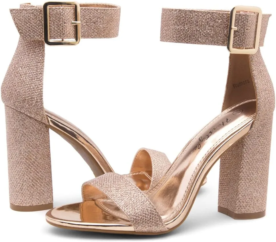 Herstyle Rumors Women's High Heels Open Toe Chunky Block Heeled Sandals with Ankle Strap – Dressy Strappy Heels for Prom Wedding Office, and Party