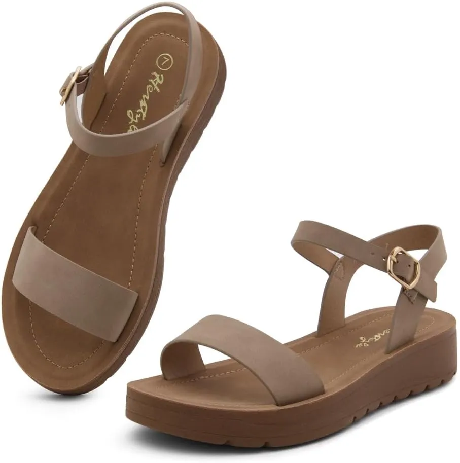 Herstyle Women’s Flat Sandals – One Band Ankle Strap Dressy Casual Sandals with Cushioned Footbed | Comfortable Open Toe Walking Shoes for Summer & Daily Wear