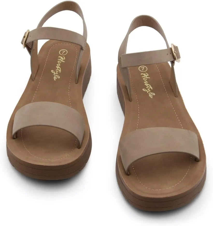 Herstyle Women’s Flat Sandals – One Band Ankle Strap Dressy Casual Sandals with Cushioned Footbed | Comfortable Open Toe Walking Shoes for Summer & Daily Wear