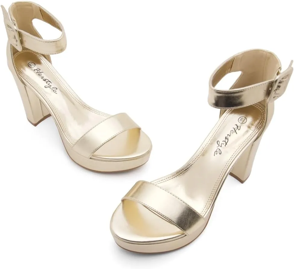 Herstyle Women's Platform Heels - 4 Inch Chunky Block Heeled Sandals with Ankle Strap, Open Toe Strappy Heels, Dress Pumps for Wedding, Prom & Party, Trendy 2025