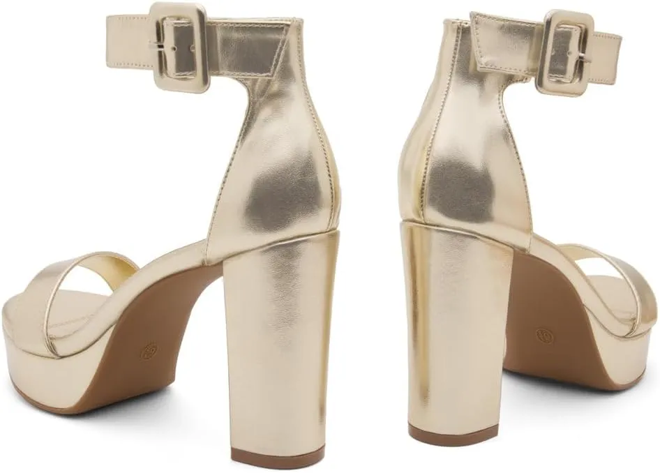 Herstyle Women's Platform Heels - 4 Inch Chunky Block Heeled Sandals with Ankle Strap, Open Toe Strappy Heels, Dress Pumps for Wedding, Prom & Party, Trendy 2025