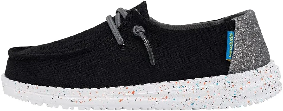 Hey Dude Girl's Wendy Youth Disco Black Size 10 | Girl’s Shoes | Girl’s Lace Up Loafers | Comfortable & Light-Weight