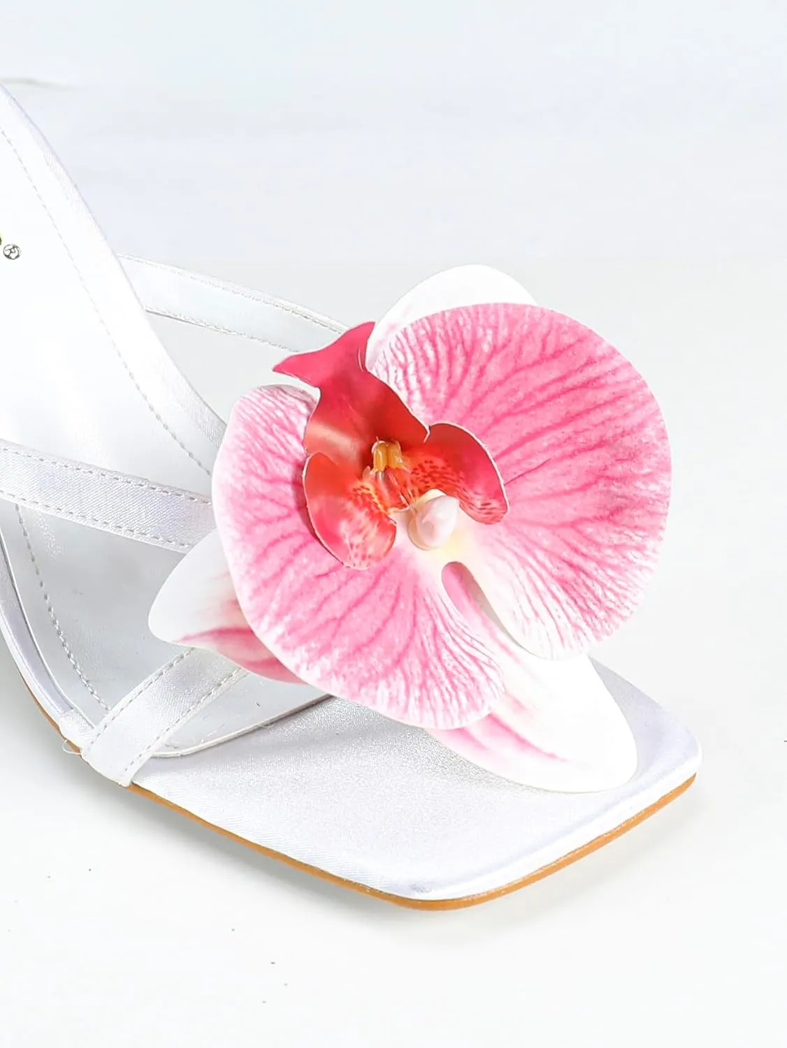 High Heel Sandals for Women – Strappy Spring Heels with Floral Toe Detail for Women, Elegant Party & Casual Shoes for Summer