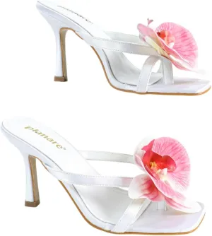 High Heel Sandals for Women – Strappy Spring Heels with Floral Toe Detail for Women, Elegant Party & Casual Shoes for Summer