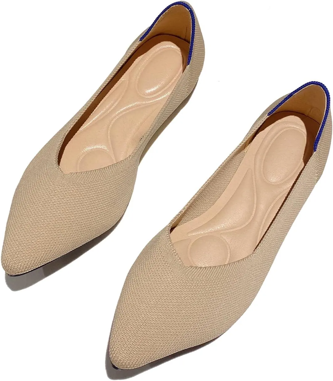 HIPPOSEUS Women's Knitted Ballet Flats Comfortable Casual Dressy Pointed Toe Walking Shoes
