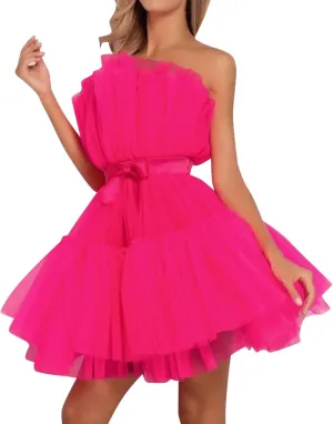 Homecoming Dresses Tulle Lace Prom Dress Short Off Shoulder Strapless Asymmetrical Cocktail Party Tutu Dresses Gown