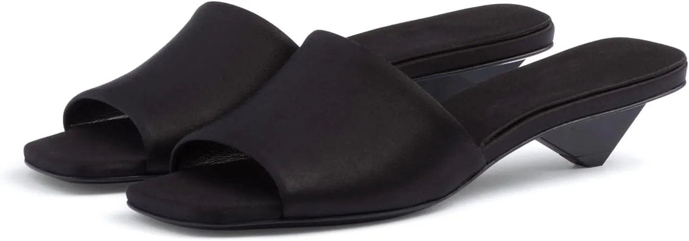 iadore Women Sexy Low Heel Sandals Ankle Straps Fashion Open Toe Satin Slip on Mules Summer Chic Strappy Dress Sandals Size 5-12 US