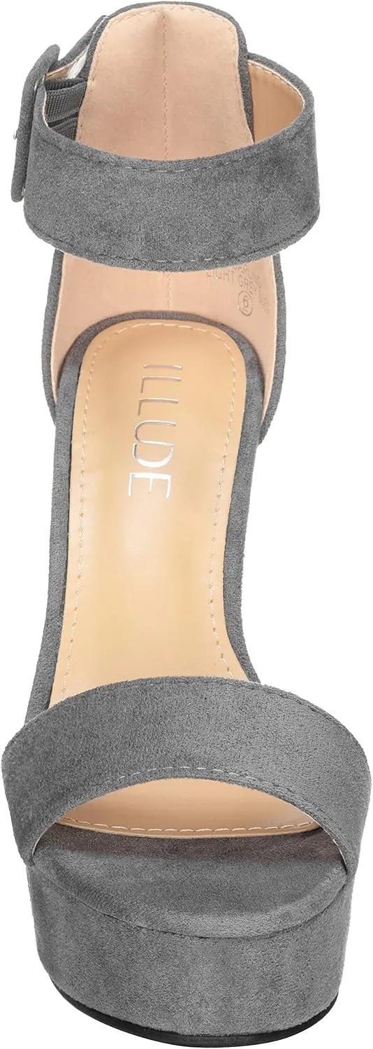 ILLUDE Women's High Heel Platform Sandals Ankle Strap Chunky Heel Sexy Party Heeled Sandals – Darling