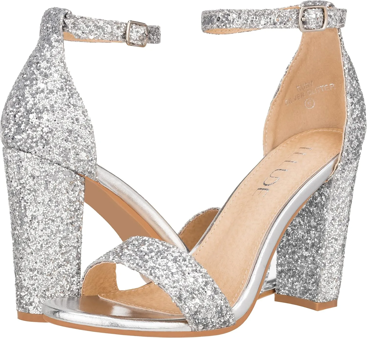ILLUDE Women’s Open Toe Ankle Strap Chunky Block High Heel - Formal, Wedding, Party Classic Heeled Sandals - Ruby