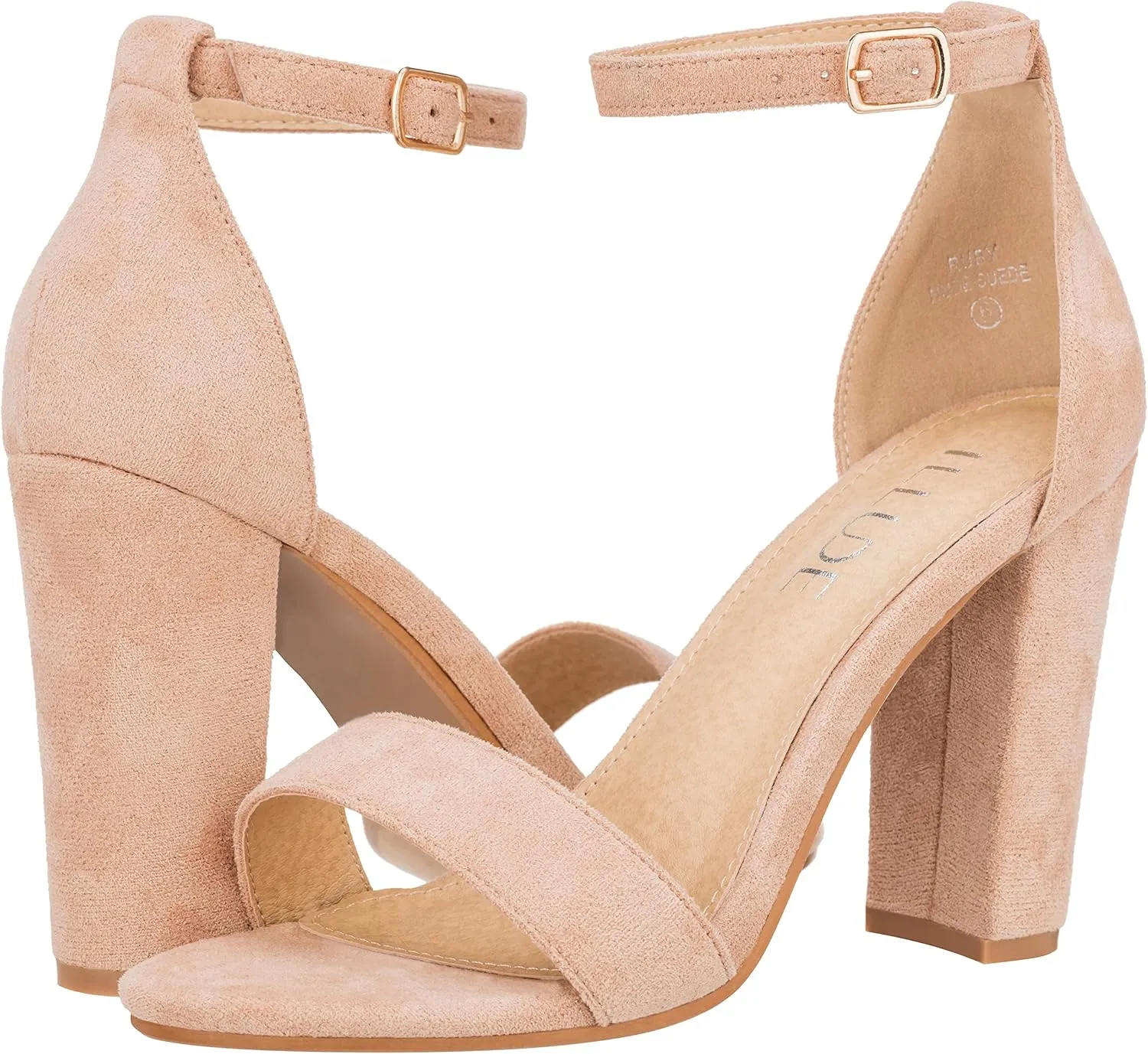 ILLUDE Women’s Open Toe Ankle Strap Chunky Block High Heel - Formal, Wedding, Party Classic Heeled Sandals - Ruby