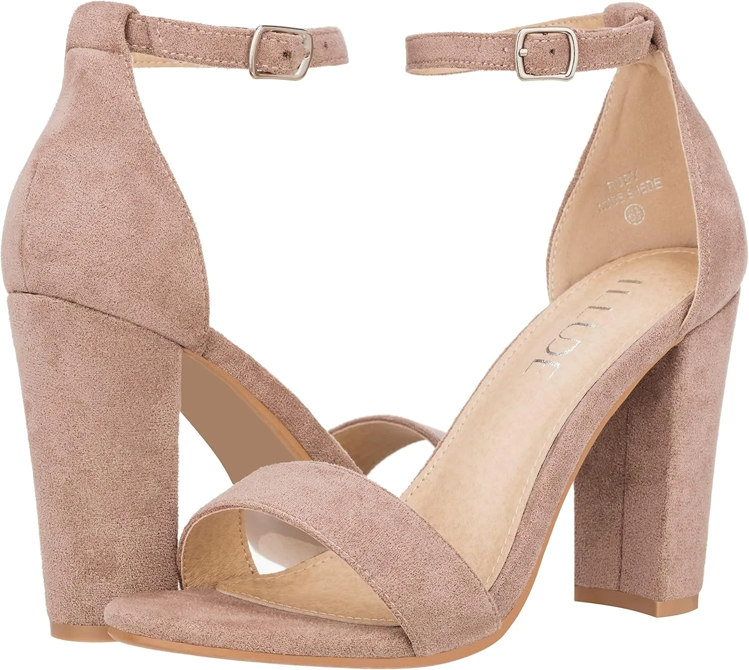 ILLUDE Women’s Open Toe Ankle Strap Chunky Block High Heel - Formal, Wedding, Party Classic Heeled Sandals - Ruby