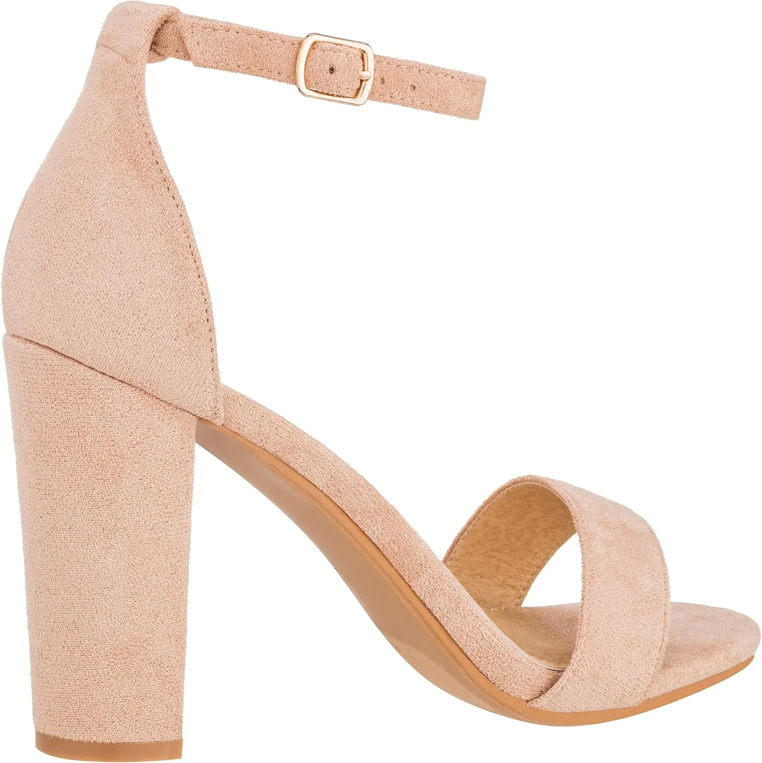 ILLUDE Women’s Open Toe Ankle Strap Chunky Block High Heel - Formal, Wedding, Party Classic Heeled Sandals - Ruby