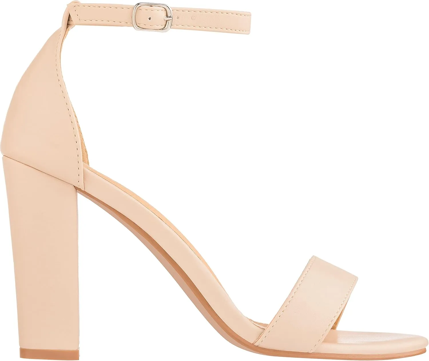 ILLUDE Women’s Open Toe Ankle Strap Chunky Block High Heel - Formal, Wedding, Party Classic Heeled Sandals - Ruby