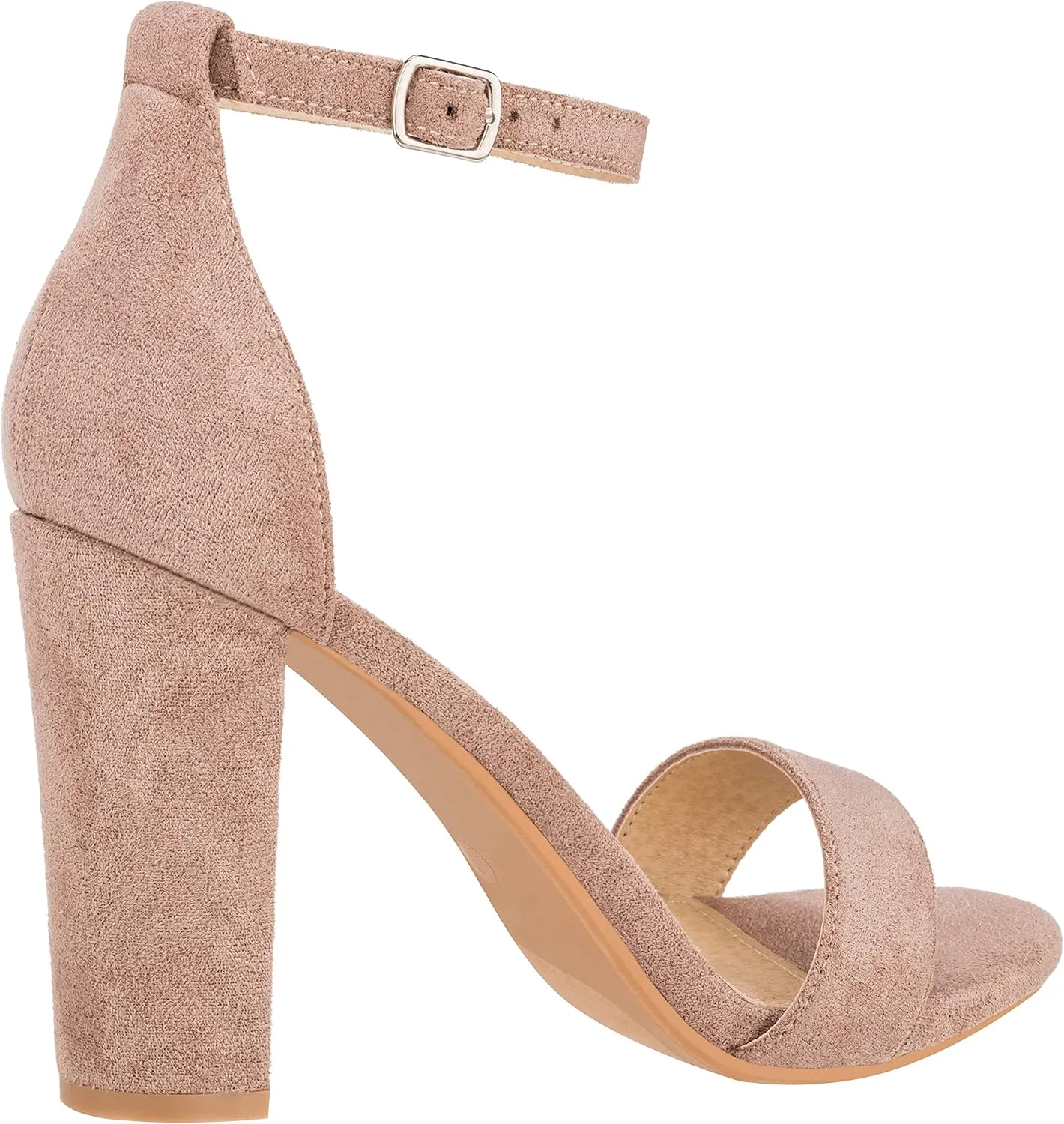 ILLUDE Women’s Open Toe Ankle Strap Chunky Block High Heel - Formal, Wedding, Party Classic Heeled Sandals - Ruby