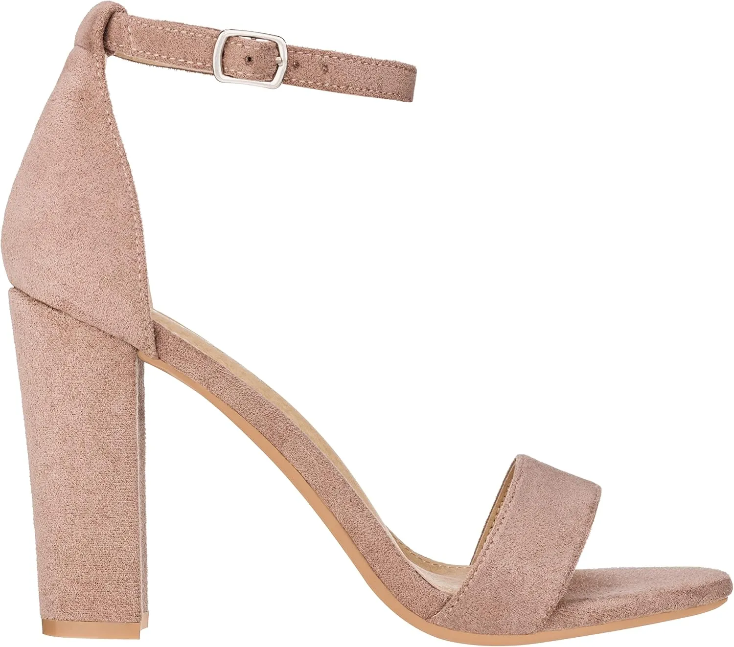 ILLUDE Women’s Open Toe Ankle Strap Chunky Block High Heel - Formal, Wedding, Party Classic Heeled Sandals - Ruby