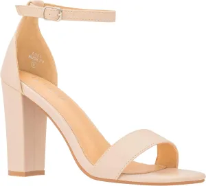 ILLUDE Women’s Open Toe Ankle Strap Chunky Block High Heel - Formal, Wedding, Party Classic Heeled Sandals - Ruby