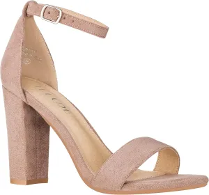 ILLUDE Women’s Open Toe Ankle Strap Chunky Block High Heel - Formal, Wedding, Party Classic Heeled Sandals - Ruby