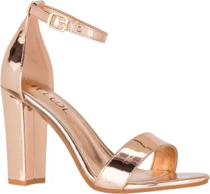 ILLUDE Women’s Open Toe Ankle Strap Chunky Block High Heel - Formal, Wedding, Party Classic Heeled Sandals - Ruby