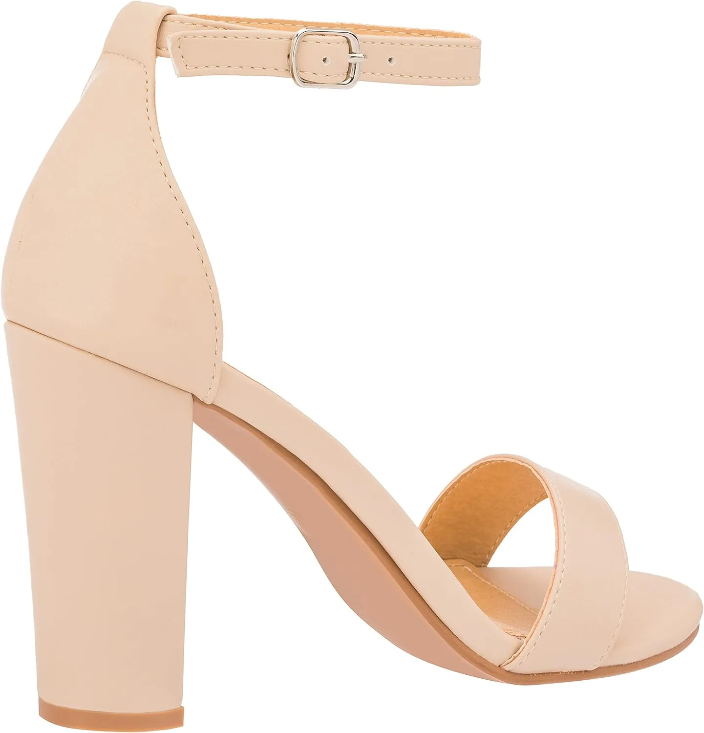 ILLUDE Women’s Open Toe Ankle Strap Chunky Block High Heel - Formal, Wedding, Party Classic Heeled Sandals - Ruby