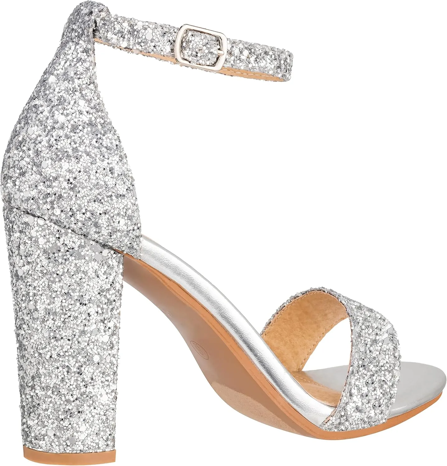 ILLUDE Women’s Open Toe Ankle Strap Chunky Block High Heel - Formal, Wedding, Party Classic Heeled Sandals - Ruby