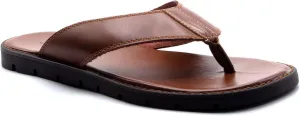 Jazamé Men's 69213 Leather Slip On Peasant Toe Loop Roman Flip Flop Dress Sandals