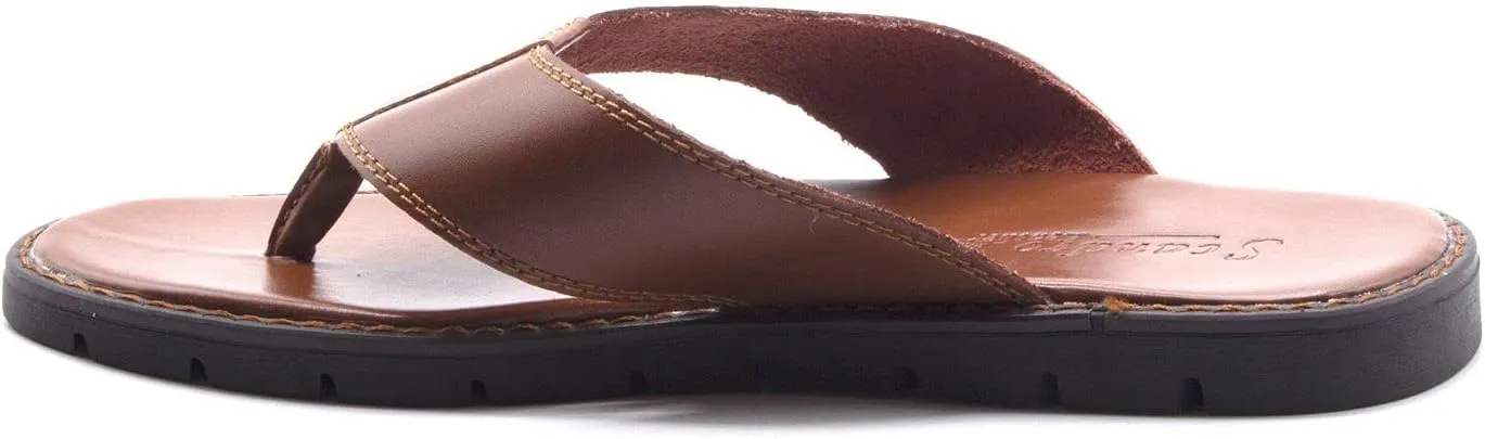Jazamé Men's 69213 Leather Slip On Peasant Toe Loop Roman Flip Flop Dress Sandals