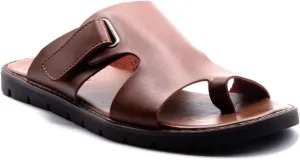 Jazamé Men's 69213 Leather Slip On Peasant Toe Loop Roman Flip Flop Dress Sandals