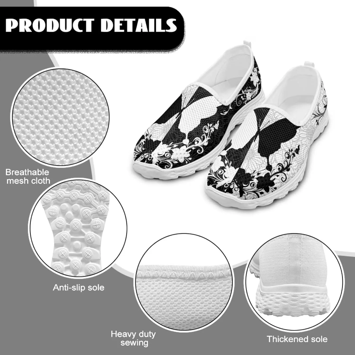 Jeiento Bohemian Flower Shoes for Women Animal Pattern Walking Shoes Mesh Breathable Tennis Casual Travel Footwear Workout Shoe